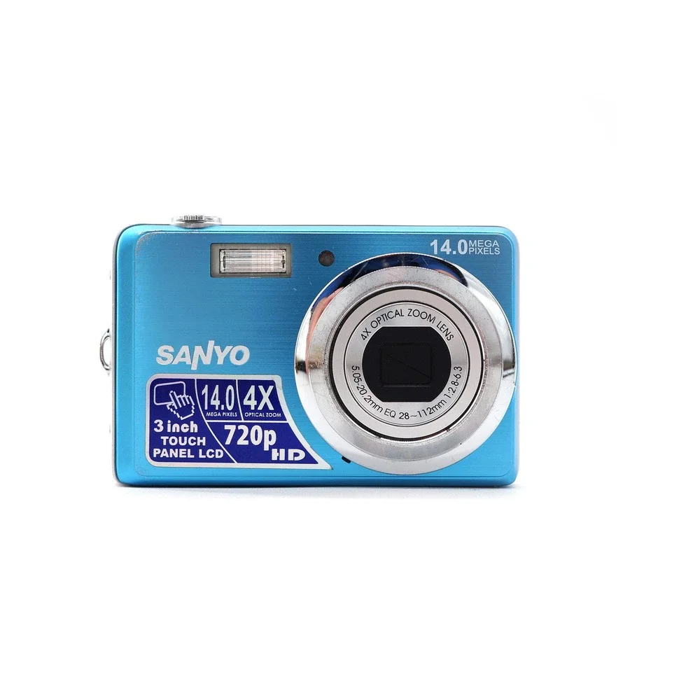 Vtg Sanyo VPC-E1500TP 14MP Blue Digital Camera Digi Zoom AF Point‎ Shoot Y2k